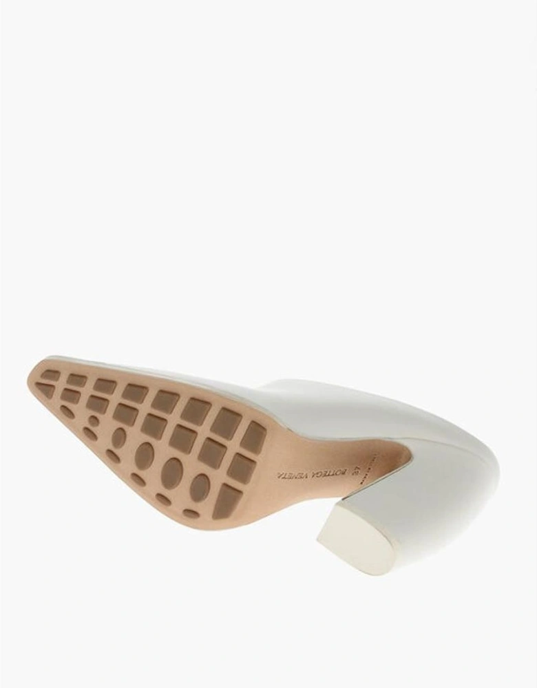 Square Toe Leather Heels Women - White Sandals
