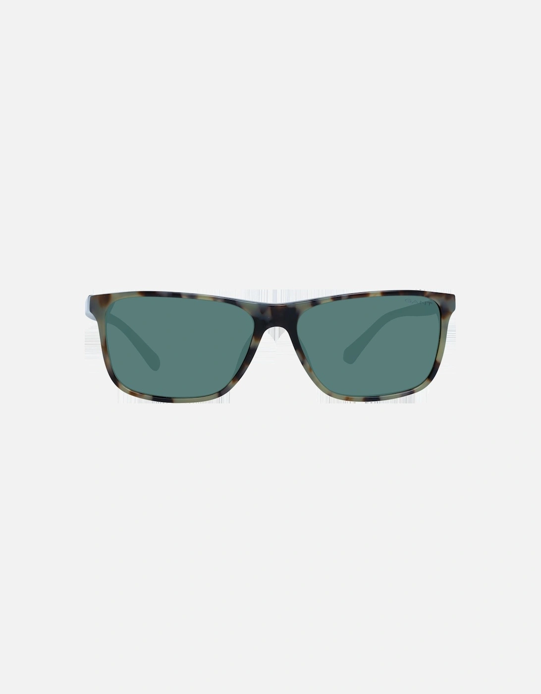 Square Full-Rim Sunglasses with Green Lenses Unisex - Brown