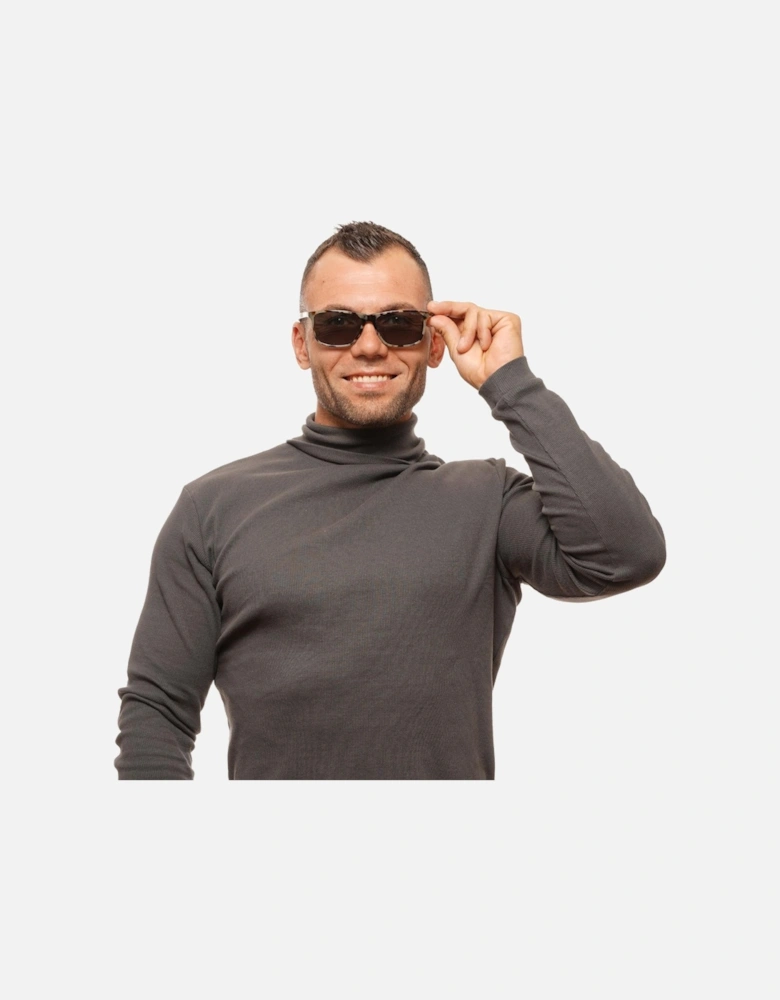 Square Full-Rim Sunglasses with Green Lenses Unisex - Brown