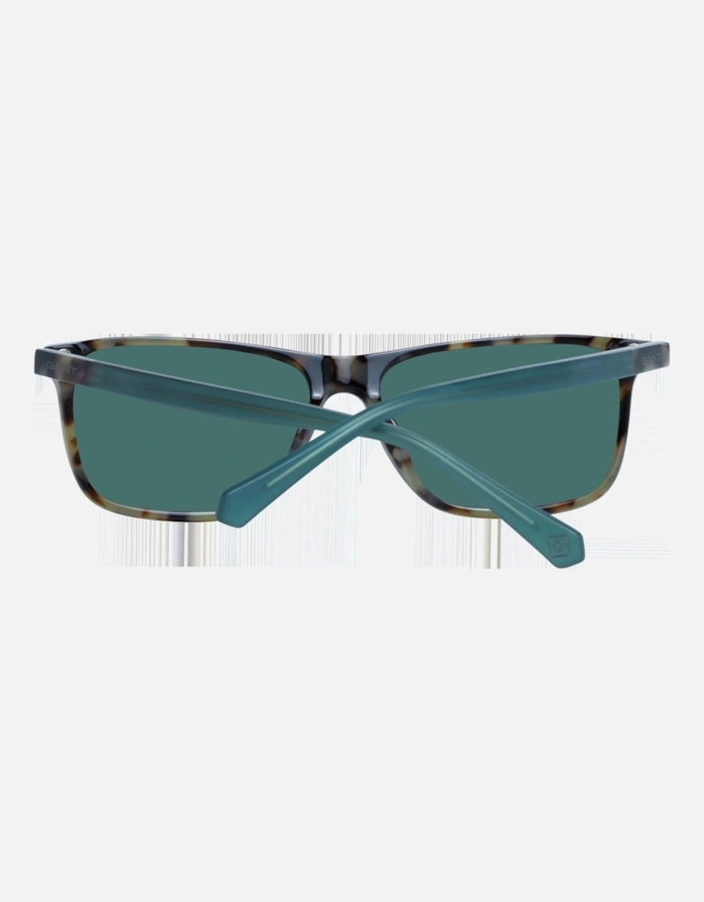 Square Full-Rim Sunglasses with Green Lenses Unisex - Brown