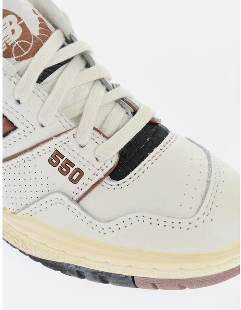 Leather Lace-Up Sneakers with Rubber Sole Women - White