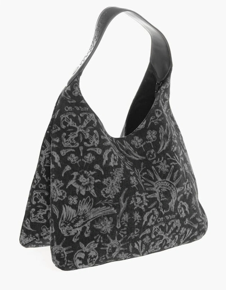 Logo Print Shoulder Bag with Lined Interior Women - Black And White