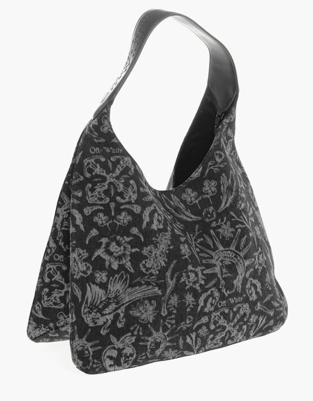 Logo Print Shoulder Bag with Lined Interior Women - Black And White