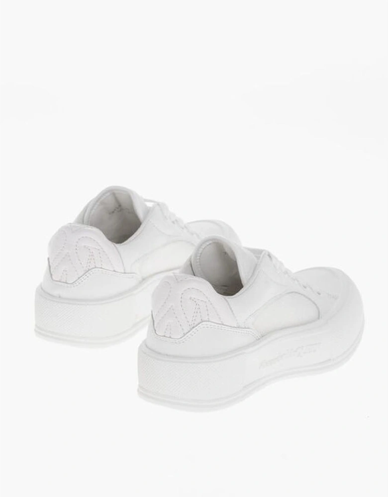 Lace-up Leather Sneakers with Rubber Sole Women - White