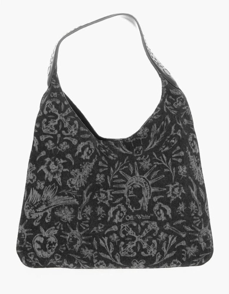 Logo Print Shoulder Bag with Lined Interior Women - Black And White