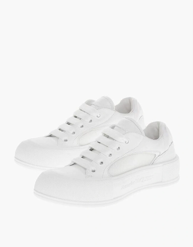 Lace-up Leather Sneakers with Rubber Sole Women - White