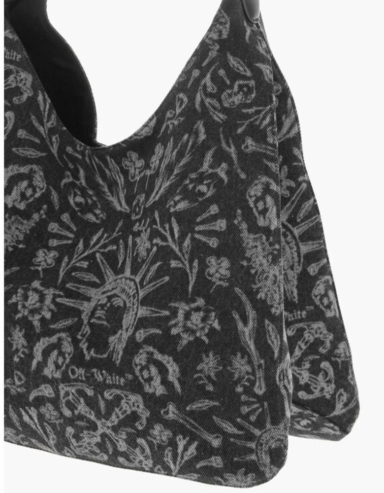 Logo Print Shoulder Bag with Lined Interior Women - Black And White