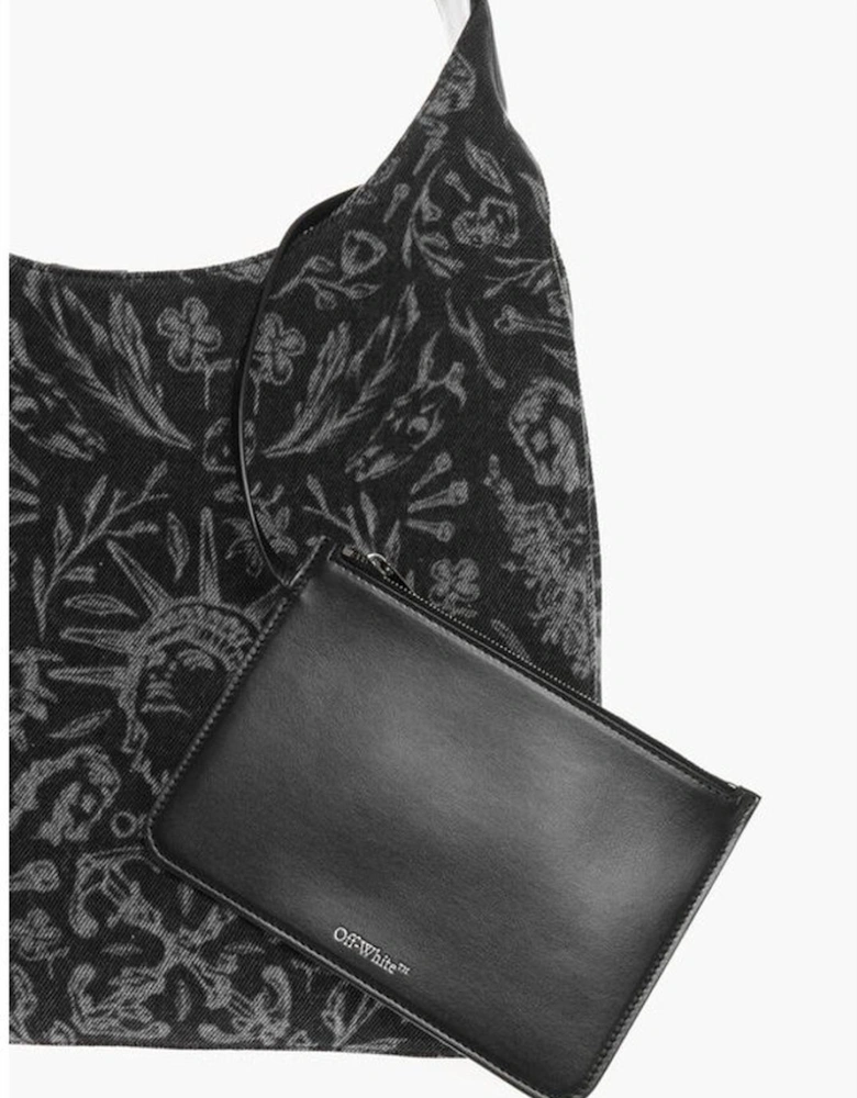 Logo Print Shoulder Bag with Lined Interior Women - Black And White
