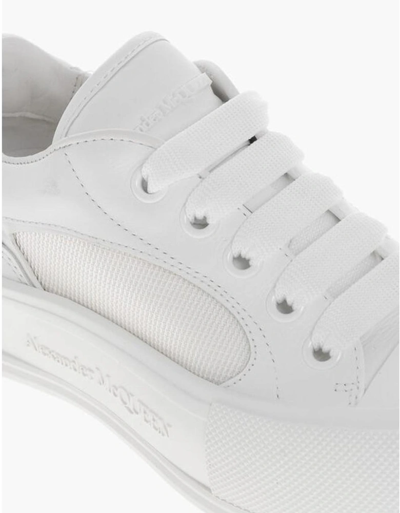 Lace-up Leather Sneakers with Rubber Sole Women - White