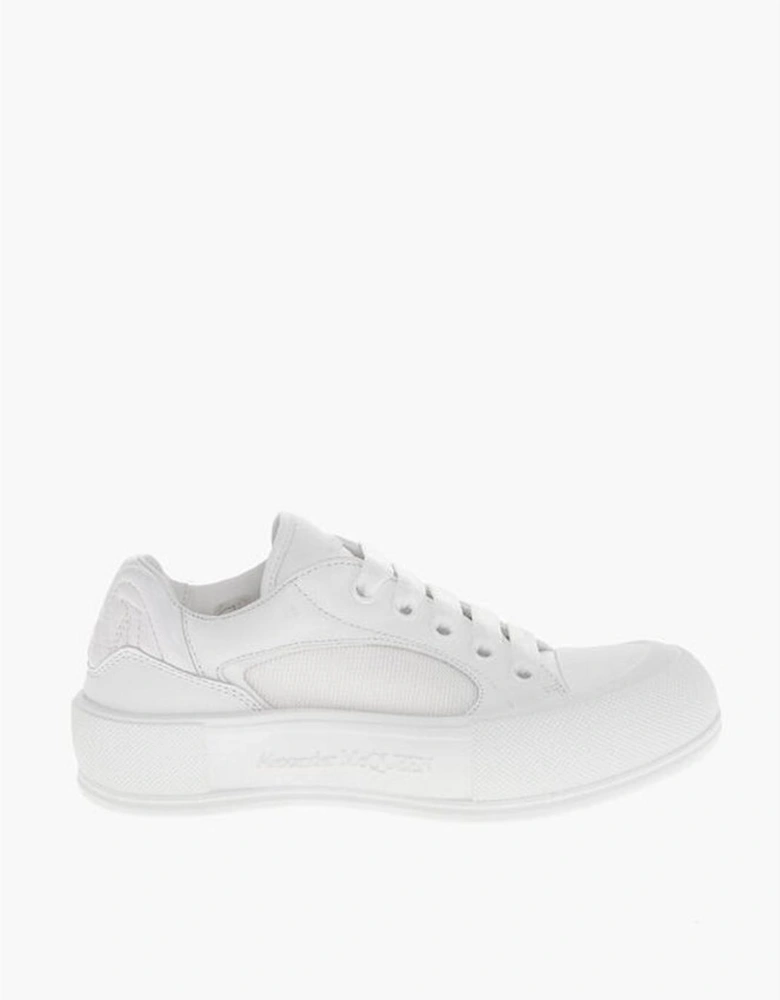 Lace-up Leather Sneakers with Rubber Sole Women - White