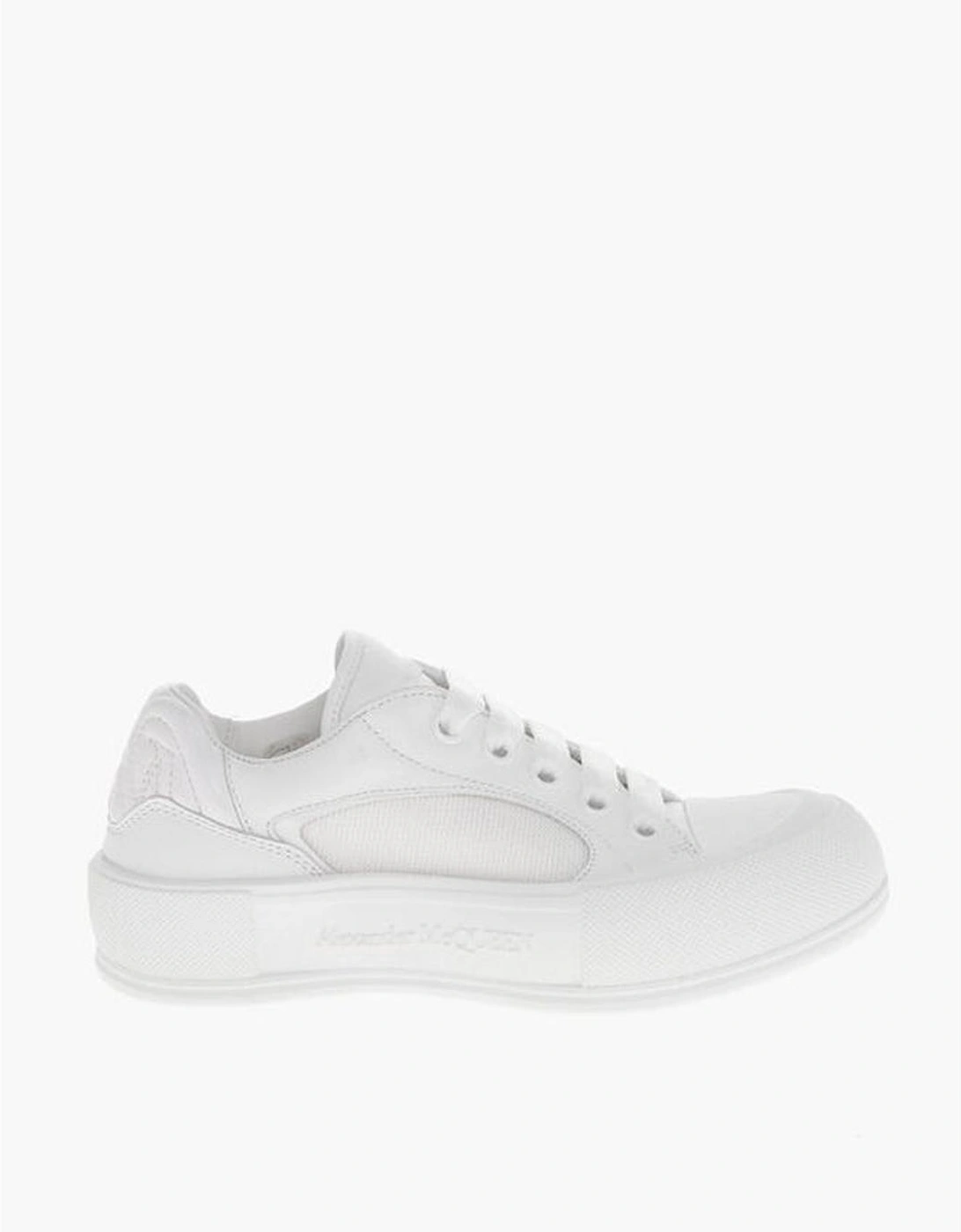Lace-up Leather Sneakers with Rubber Sole Women - White