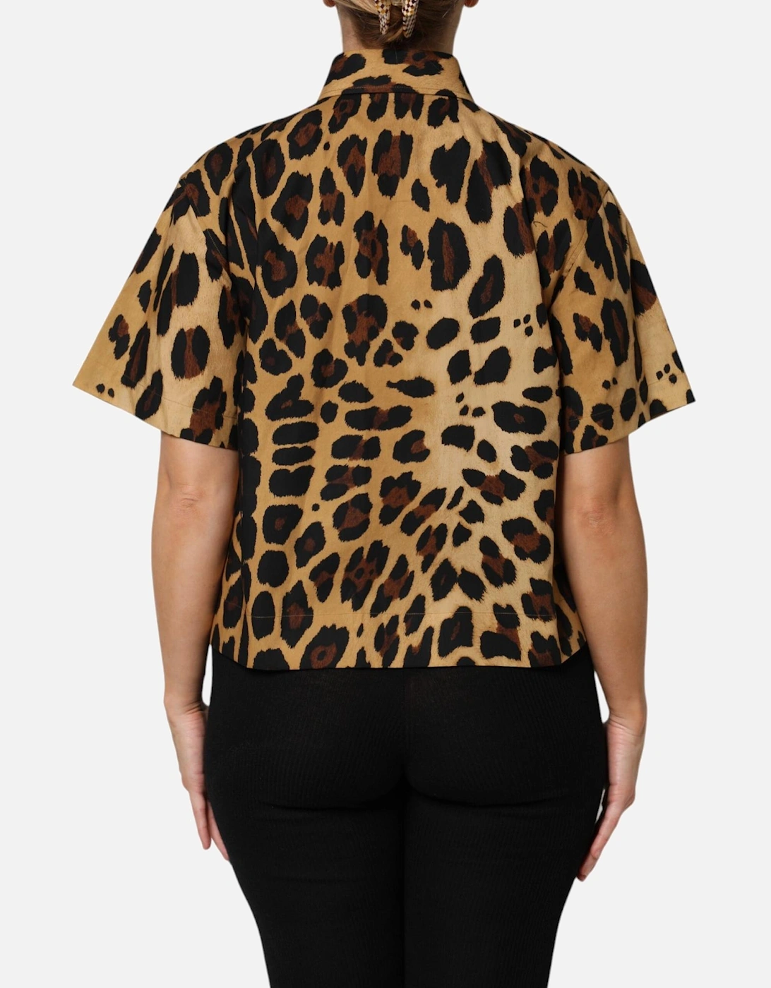 Leopard Print Short Sleeves Polo Top Women - Brown T-Shirts