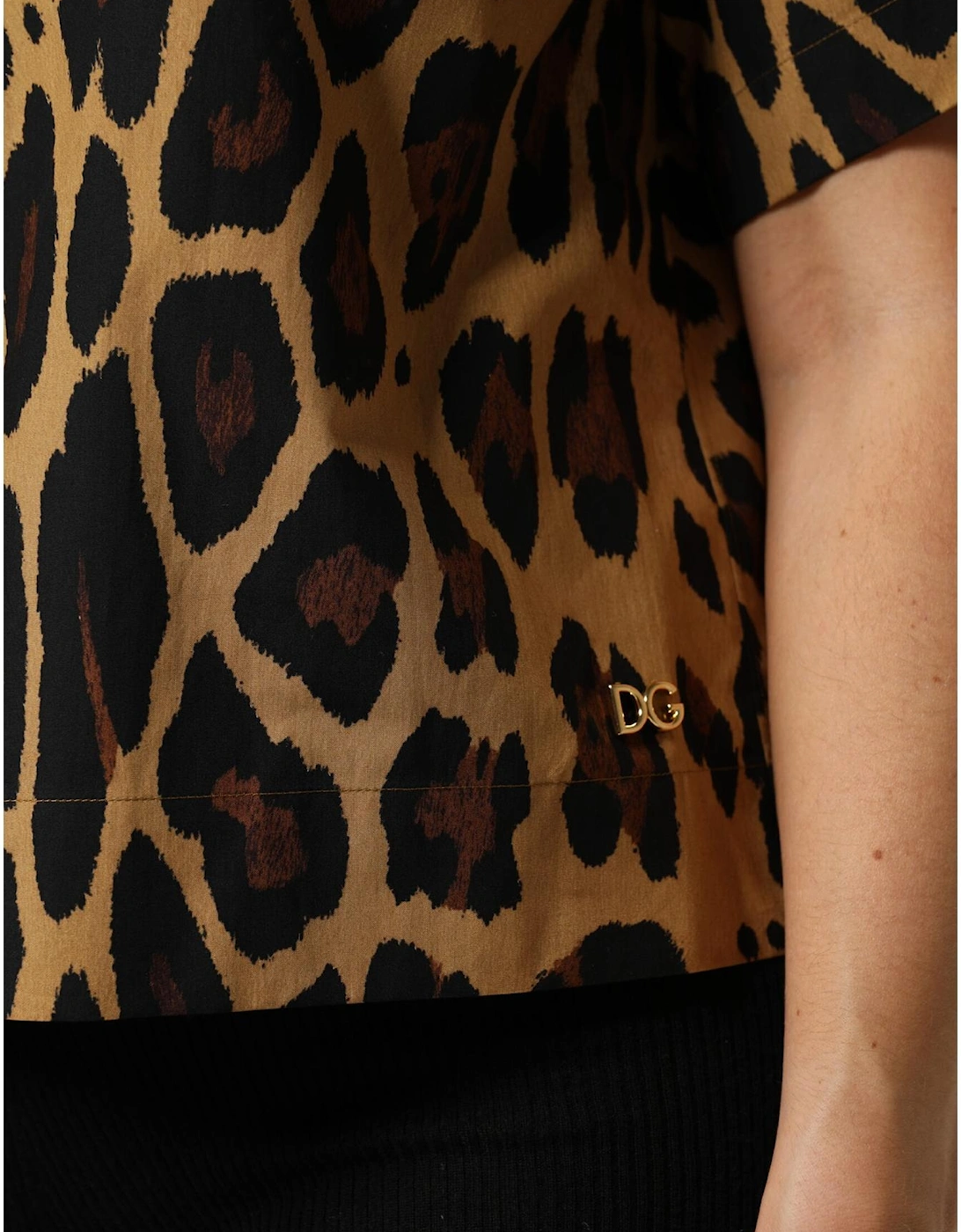 Leopard Print Short Sleeves Polo Top Women - Brown T-Shirts