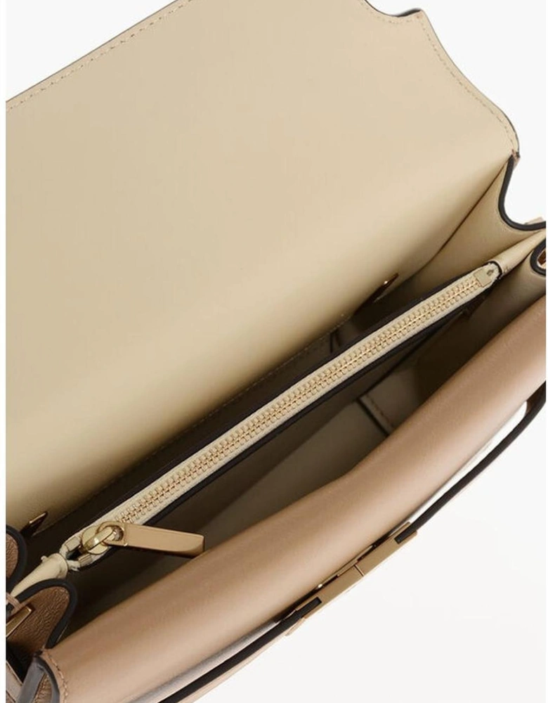Structured Leather Tote Bag Women - Beige Shoulder Bags