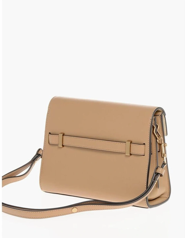 Structured Leather Tote Bag Women - Beige Shoulder Bags