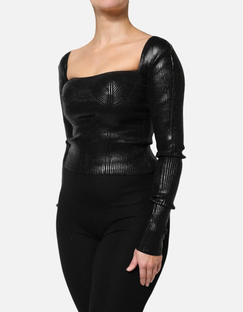 Long Sleeves Blouse with Logo Details Women - Black T-Shirts