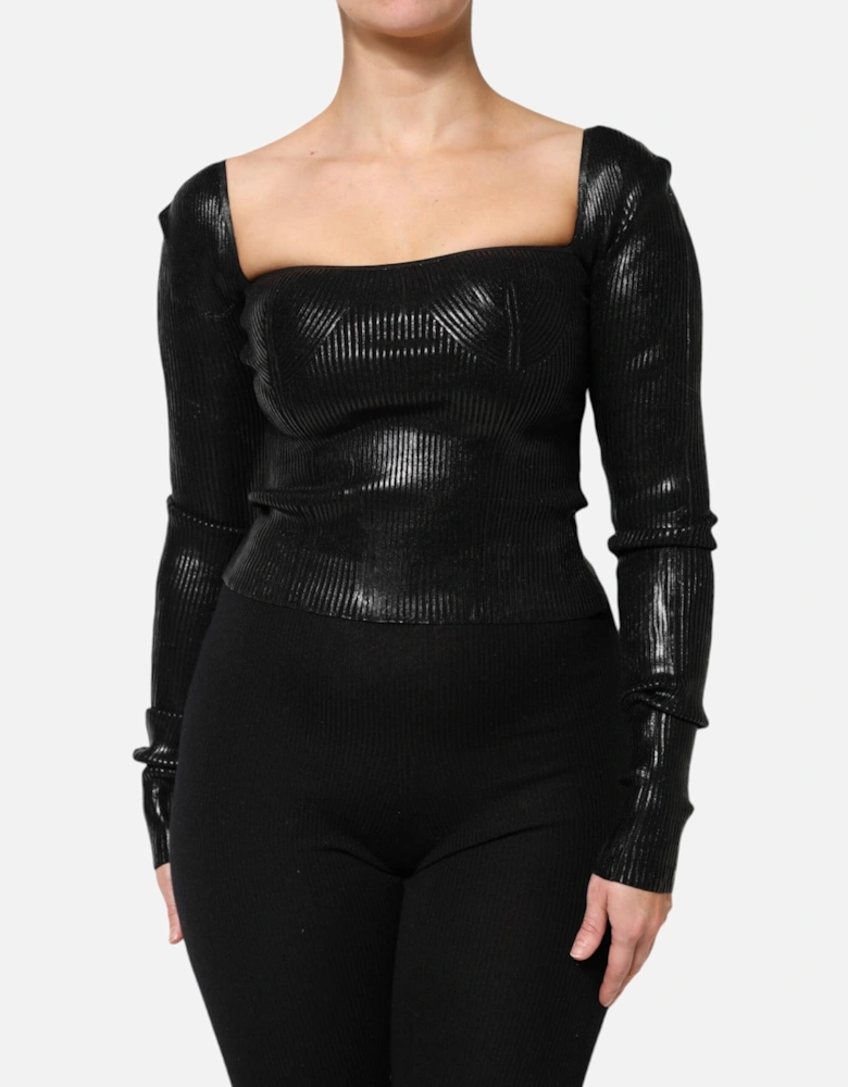 Long Sleeves Blouse with Logo Details Women - Black T-Shirts
