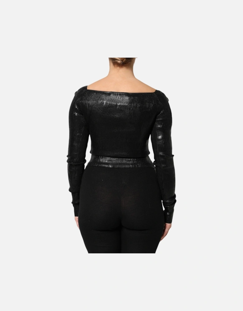 Long Sleeves Blouse with Logo Details Women - Black T-Shirts