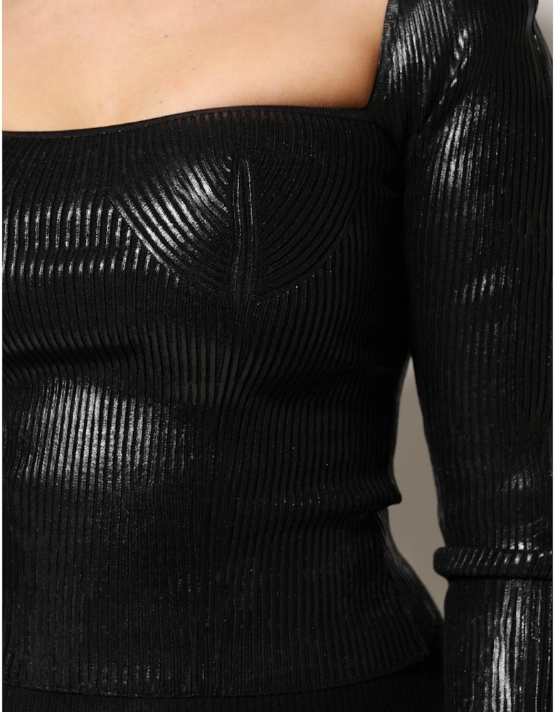 Long Sleeves Blouse with Logo Details Women - Black T-Shirts