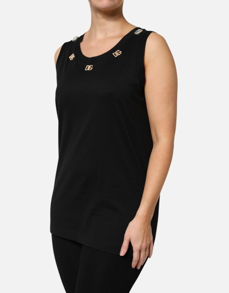 Sleeveless Round Neck Tank Top Women - Black T-Shirts
