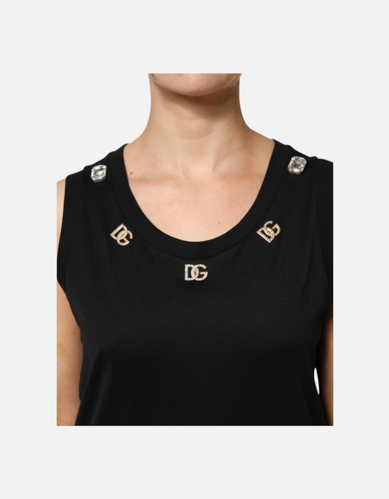 Sleeveless Round Neck Tank Top Women - Black T-Shirts