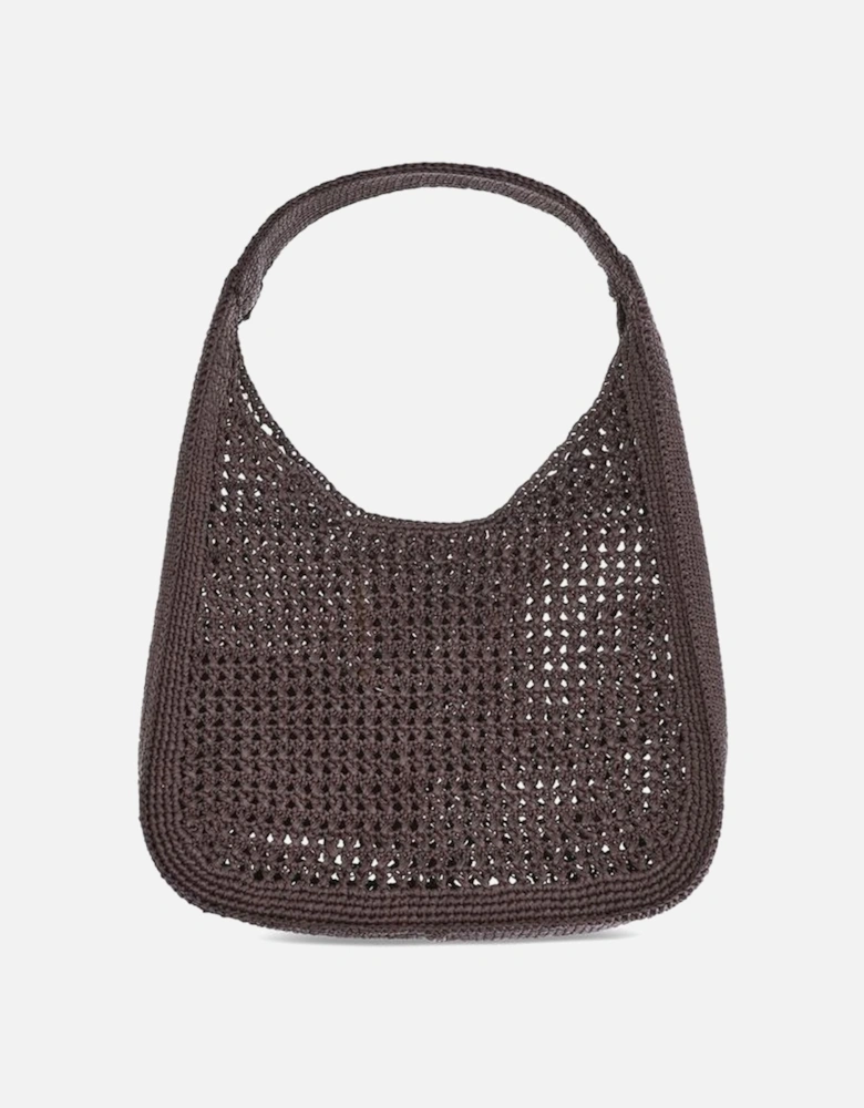 Perforated Crochet Raffia Shoulder Bag Women - Brown
