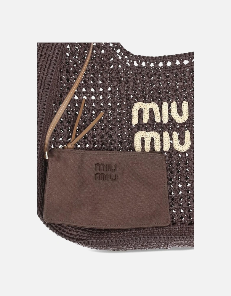 Perforated Crochet Raffia Shoulder Bag Women - Brown
