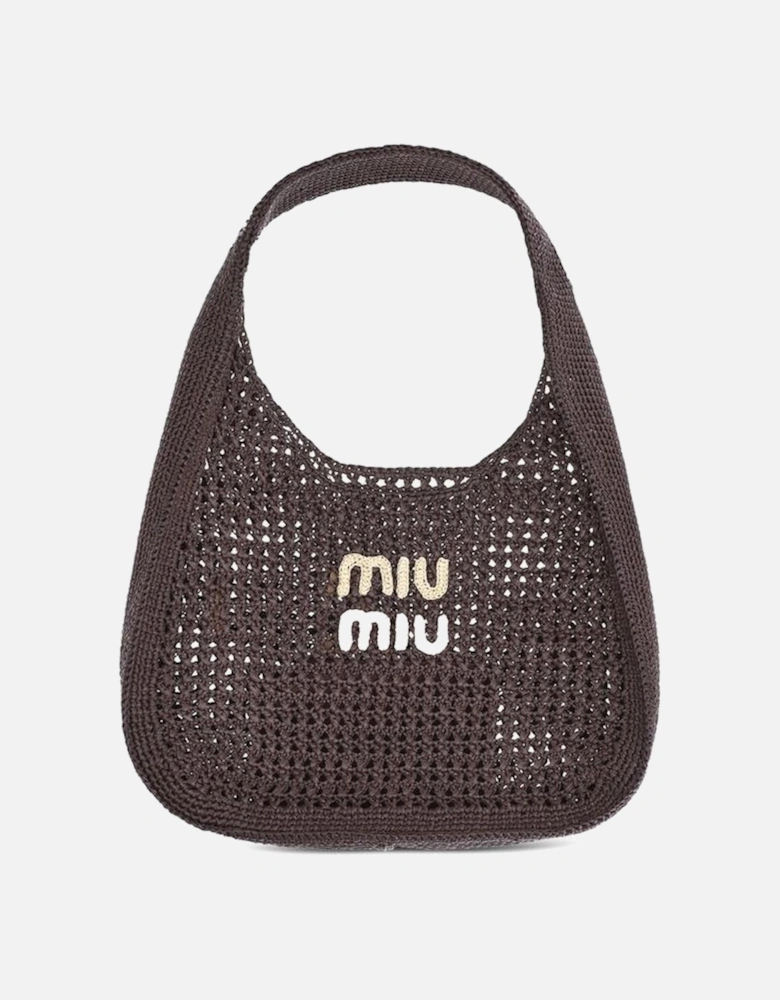 Perforated Crochet Raffia Shoulder Bag Women - Brown