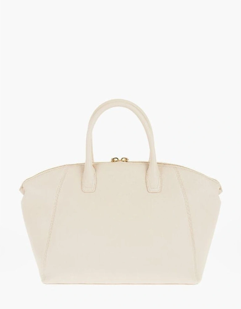 Logo Metal Solid Handbag with Adjustable Strap Women - Beige Tote Bags