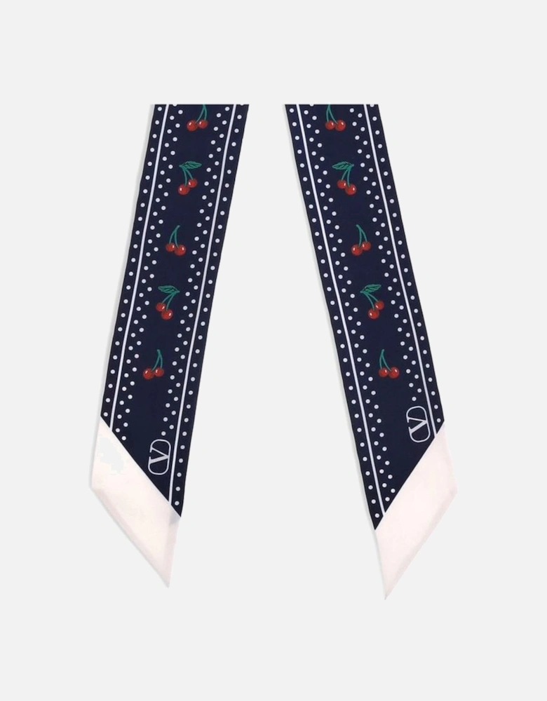 Cherry-Print Silk Bandeaux Scarf with VLogo Women - Multicolor Scarves