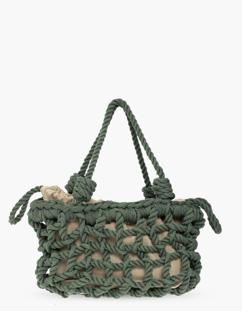 Solid Logo Double Handle Shoulder Bag Women - Green