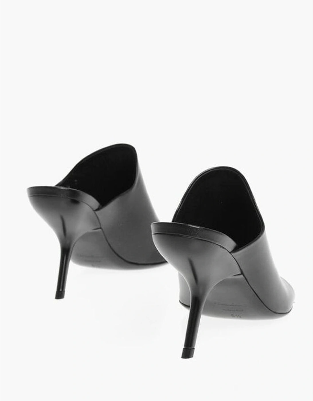 Peep Toe Leather Stiletto Heels Women - Black Sandals