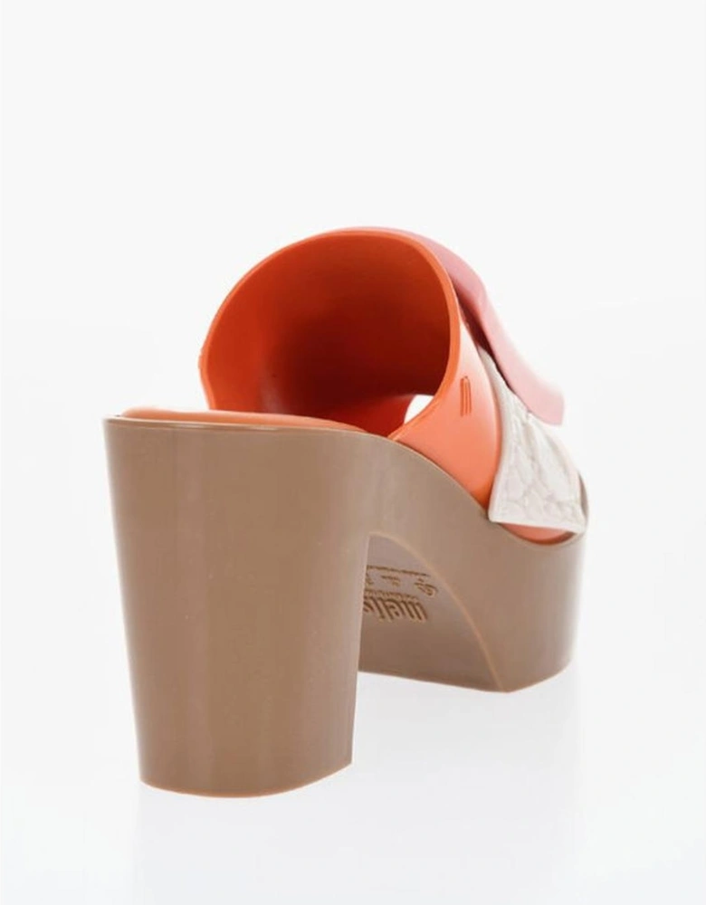 Peep Toe Platform Rubber Square Heel Sandals Women - Orange