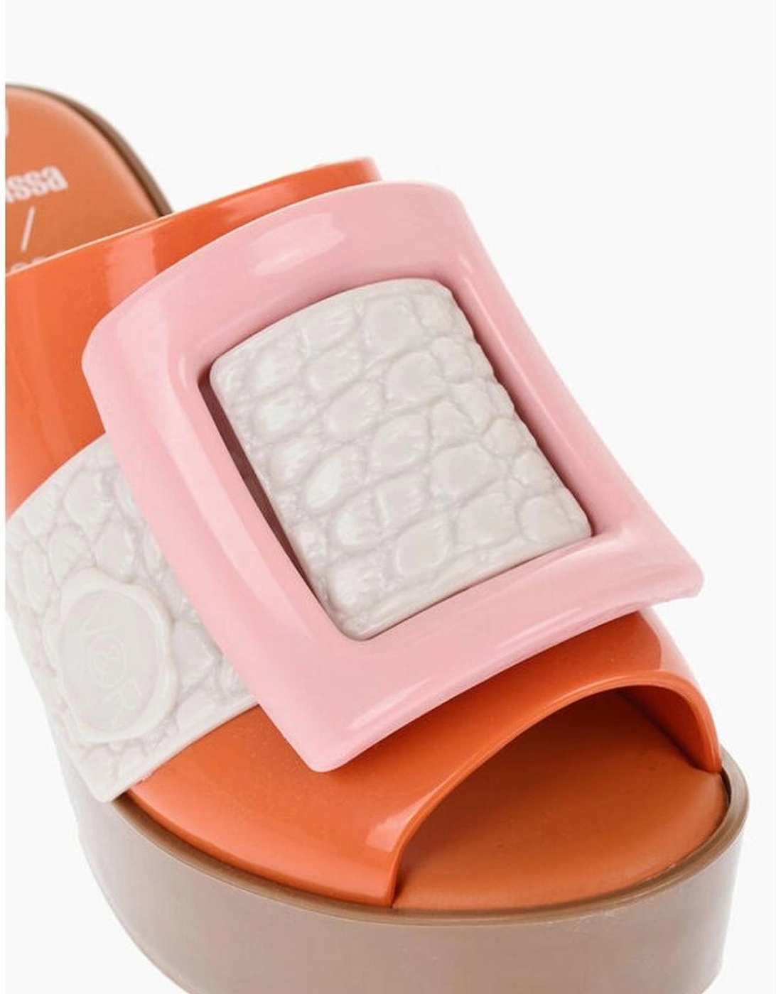 Peep Toe Platform Rubber Square Heel Sandals Women - Orange