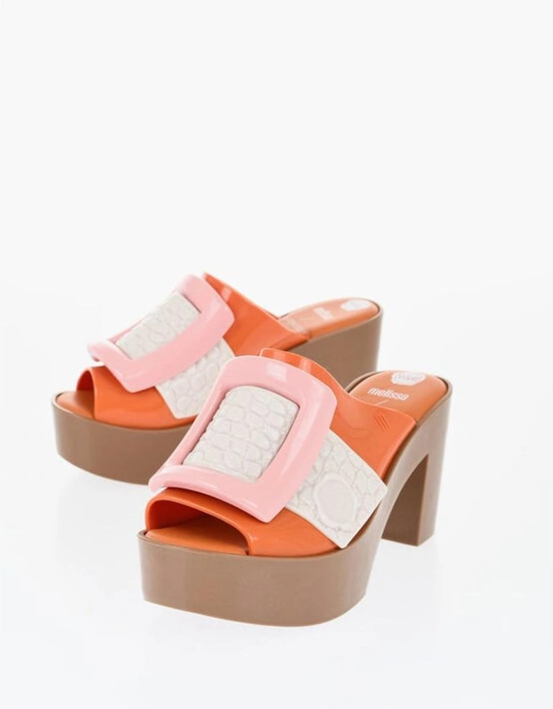 Peep Toe Platform Rubber Square Heel Sandals Women - Orange