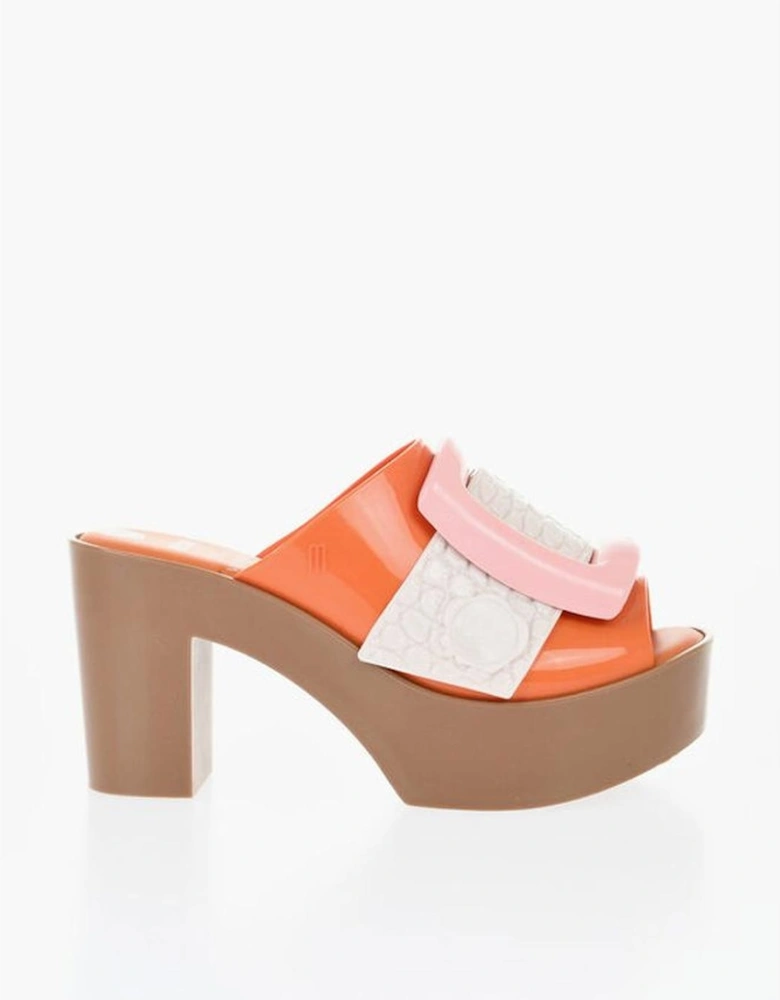 Peep Toe Platform Rubber Square Heel Sandals Women - Orange