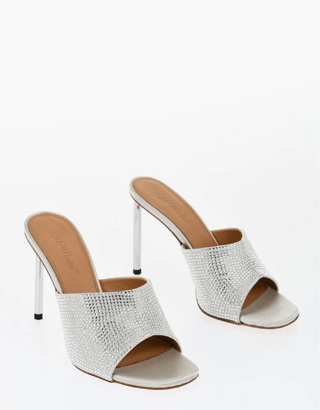 Rhinestone Slip-On Peep Toe Heels Women - Gray Sandals, 5 of 4