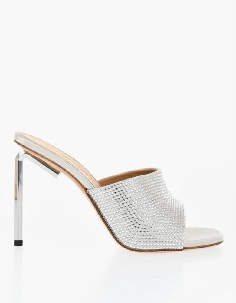 Rhinestone Slip-On Peep Toe Heels Women - Gray Sandals