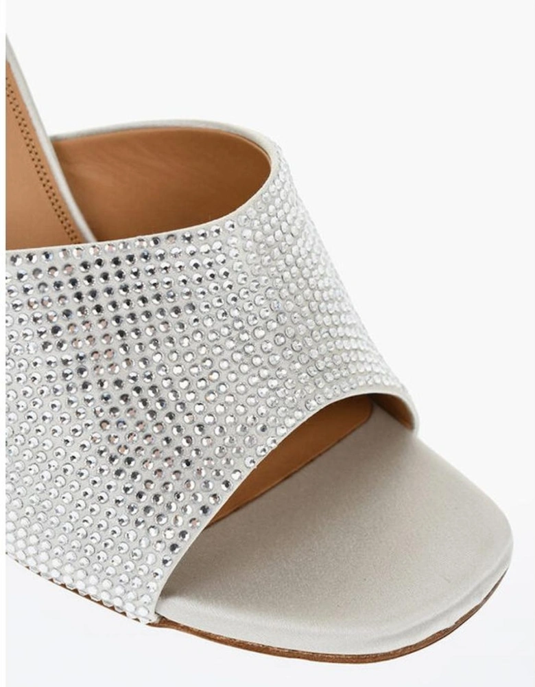 Rhinestone Slip-On Peep Toe Heels Women - Gray Sandals
