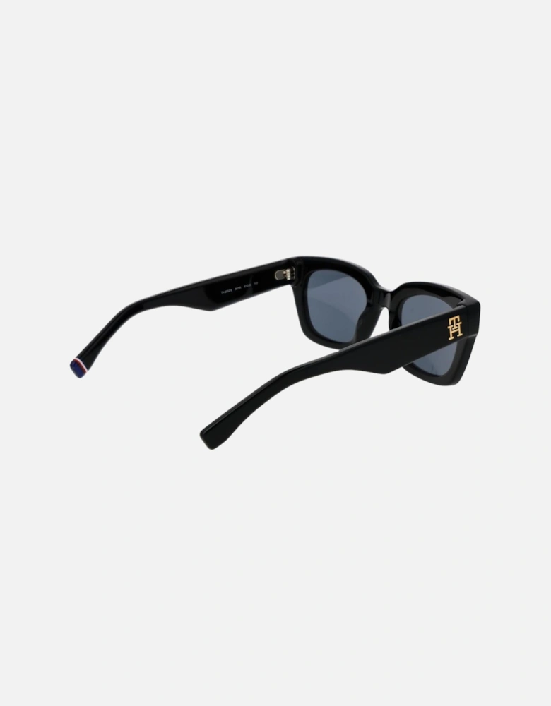 Oval Full-Rim Acetate Sunglasses with Grey Lenses Women - Black