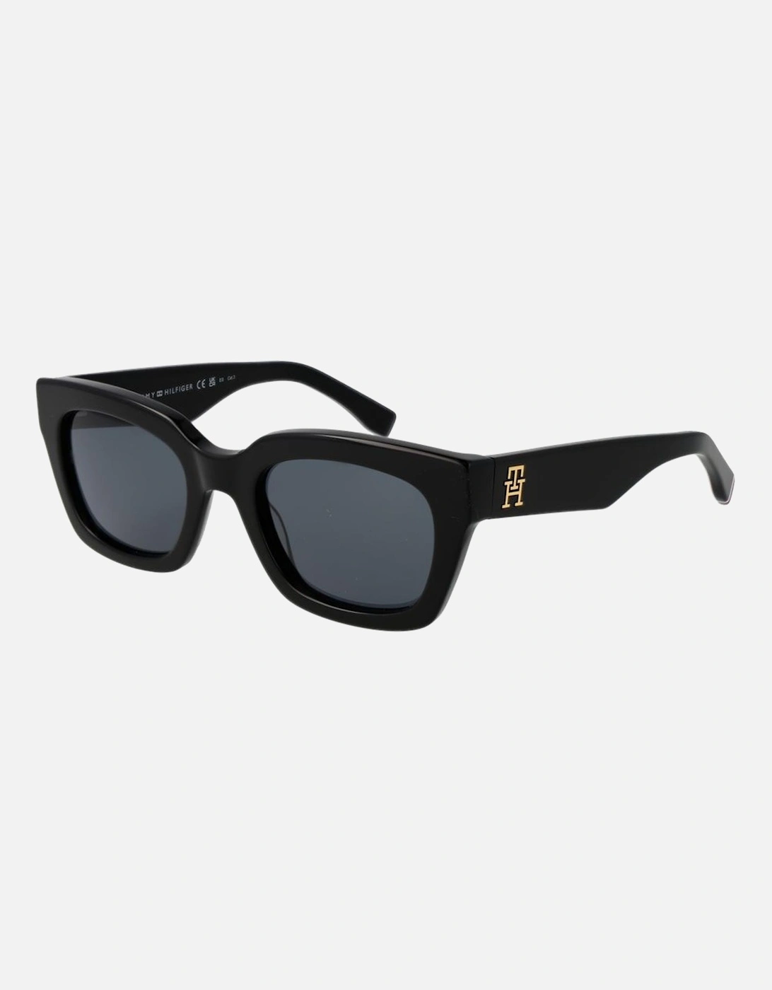 Oval Full-Rim Acetate Sunglasses with Grey Lenses Women - Black, 4 of 3