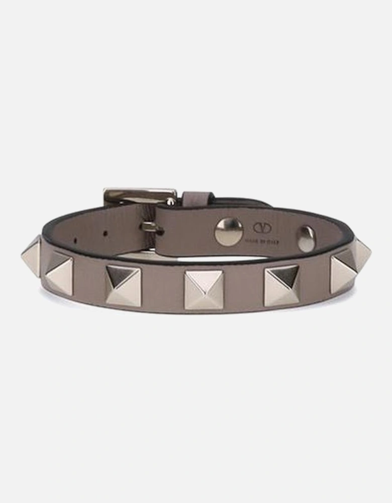 Rockstud Leather Bracelet with Buckle Closure Women - Gray