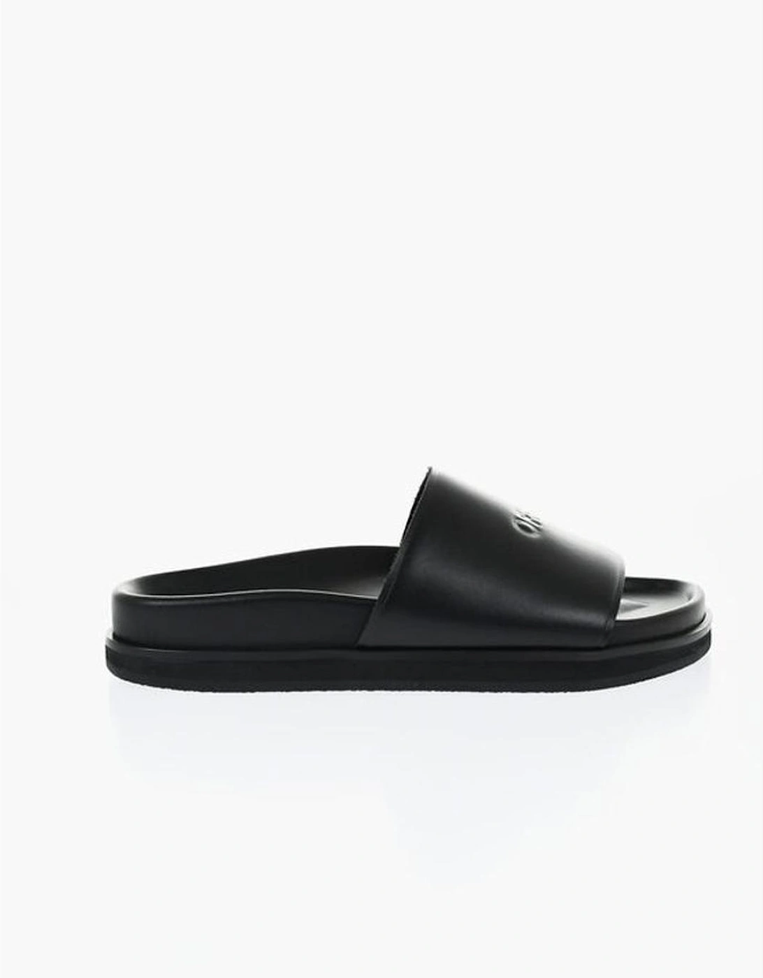 Leather Slip-On Shoes with Rubber Sole Women - Black Sandals