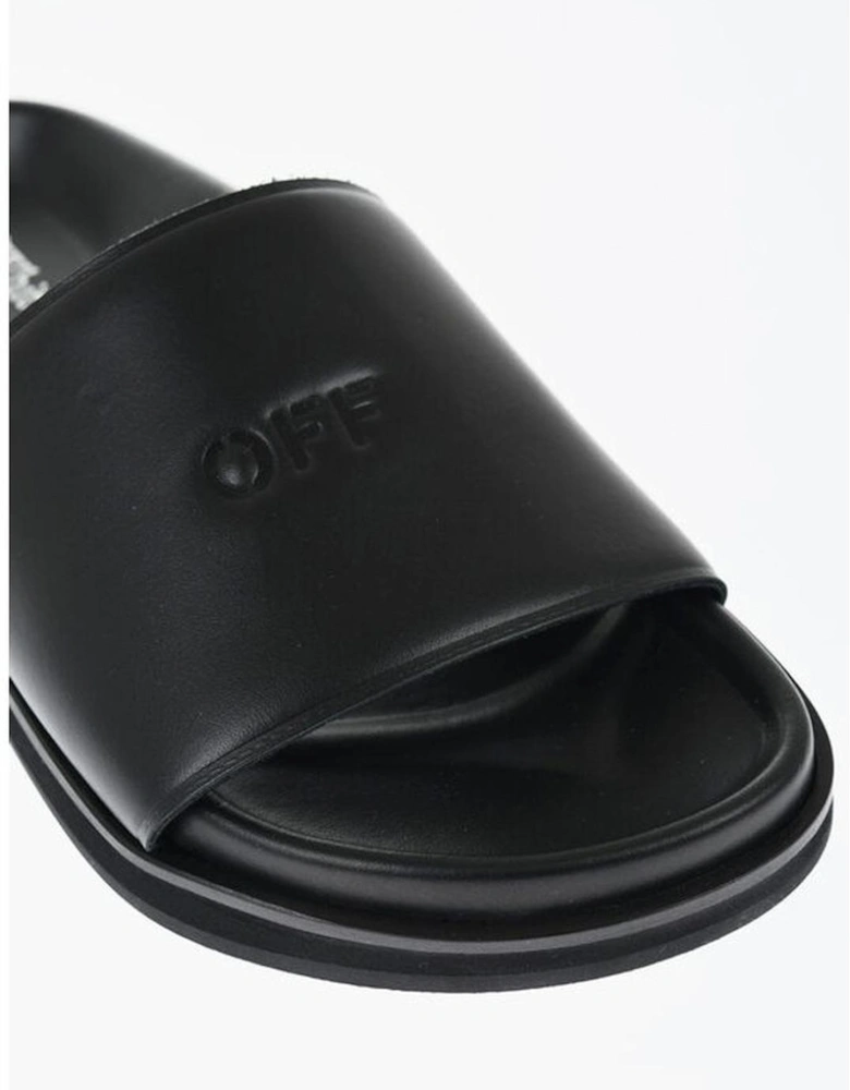 Leather Slip-On Shoes with Rubber Sole Women - Black Sandals