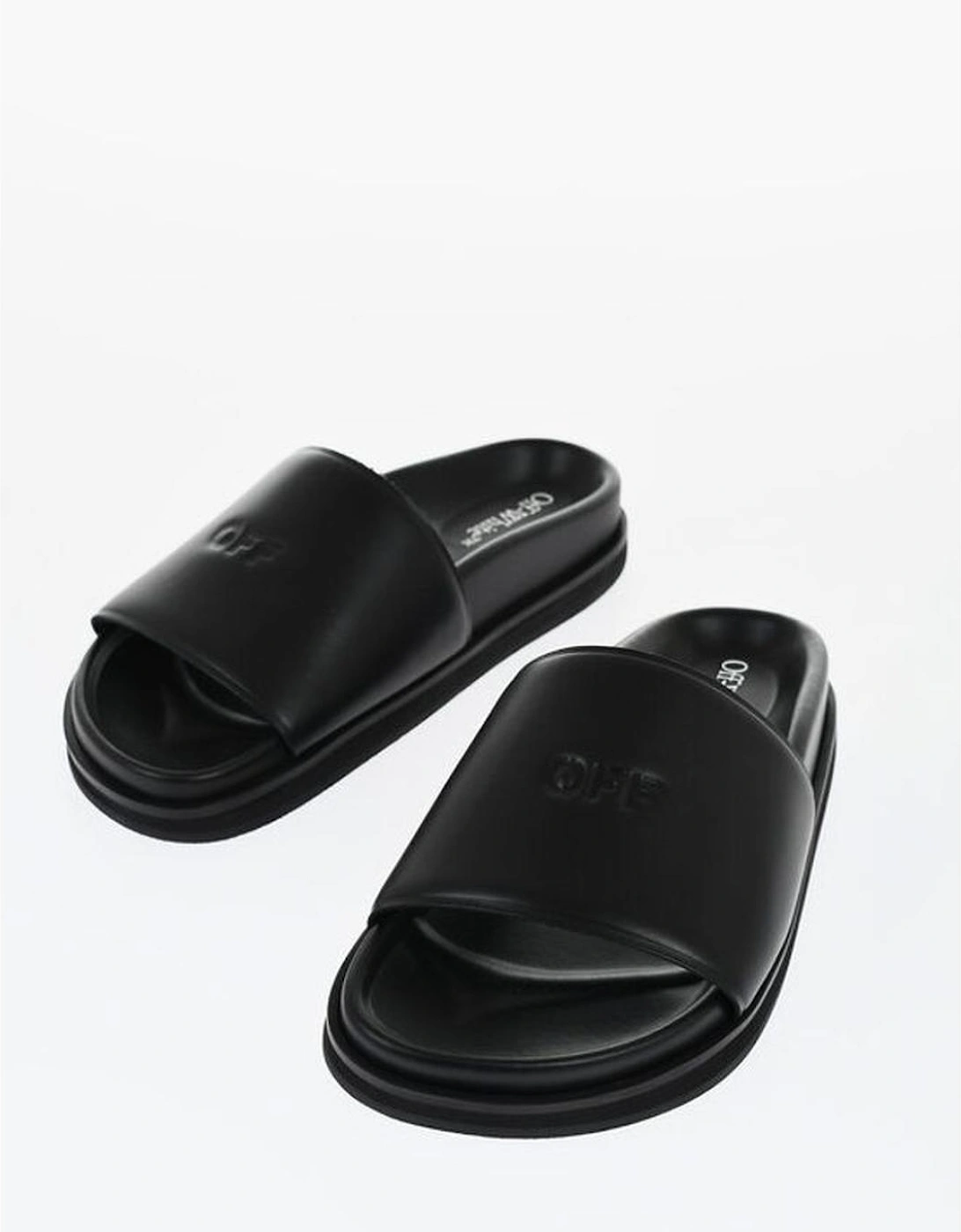 Leather Slip-On Shoes with Rubber Sole Women - Black Sandals, 5 of 4