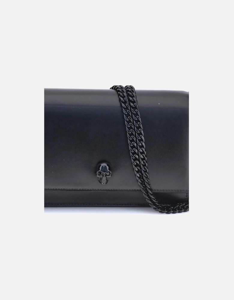 Skull Detail Leather Shoulder Bag Women - Black
