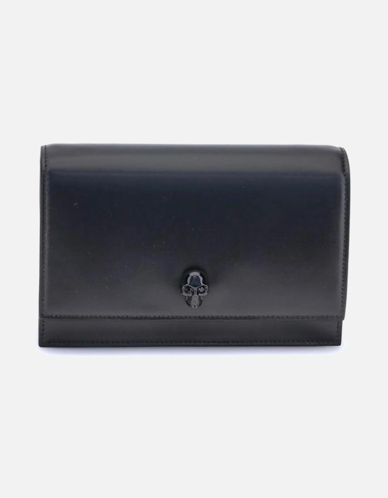 Skull Detail Leather Shoulder Bag Women - Black