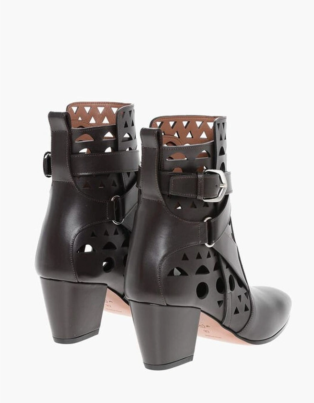Leather Ankle Buckle Strap Sandals Women - Brown Boots