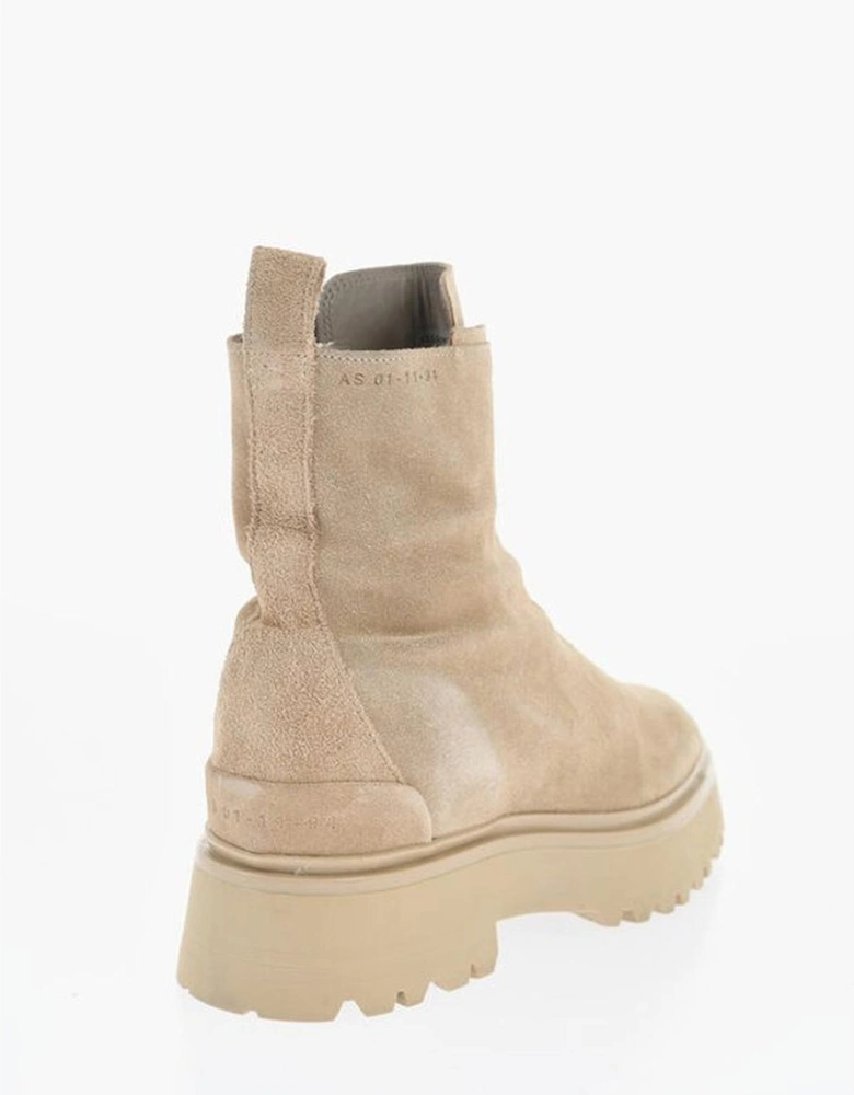 Suede Round Toe Zip Ankle Boots Women - Brown