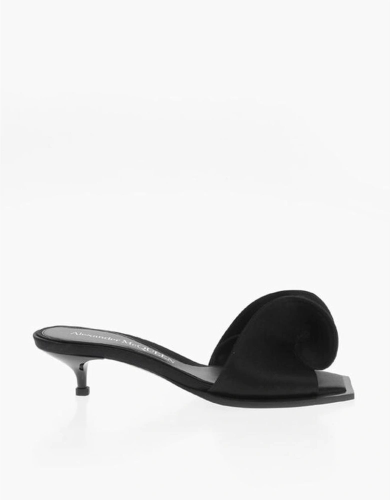Peep Toe Leather Stiletto Heels Women - Black Sandals